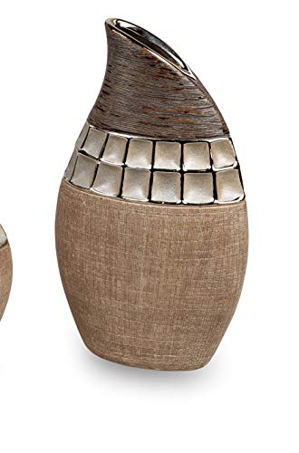 Formano 1 Stück Vase Creme-Braun 26 cm aus Keramik- Dekoration für EIN schönes Zuhause von formano