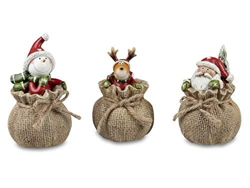 Formano 3er Set lustige Weihnachtsmänner im Geschenksack Höhe 12 cm von formano