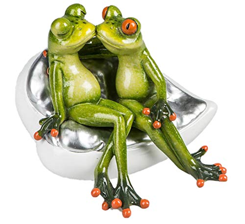Formano 717689 Dekofigur lustiges Froschpaar küssend auf einem Stuhl | Dekofrosch lustig witzig 15cm von formano