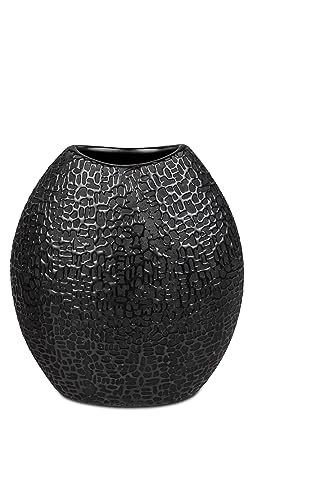 Formano Blumenvase Dekovase Vase aus Keramik 21x17x8cm in schwarz-matt von formano