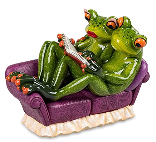 Formano Froschpaar auf Sofa 15x11cm aus Kunststein gefertigt und handbemalt von formano