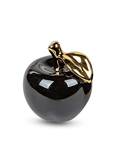 Formano Keramik Deko-Apfel, schwarz-gold, 12cm glänzend von formano