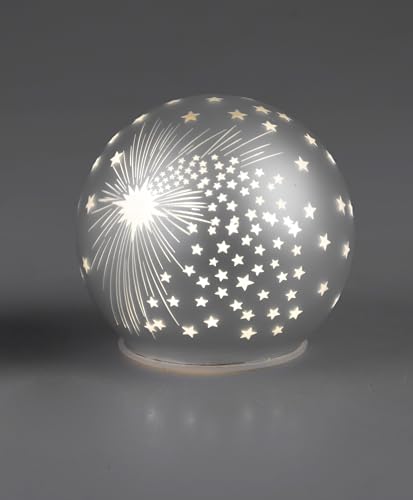 Formano Weihnachtskugel Deko Kugel LED Lampe Weihnachten Standkugel 12 cm matt Silber mit Licht von formano