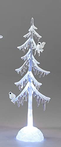 Formano Winterdeko verschneiter Baum mit Vogel, ca. 25cm, mit LED Licht von formano