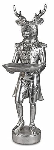 Hirsch mit Ablage Klassik Antik-Silber 47,5cm hoch von formano