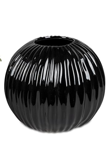 Keramikvase Blumenvase Dekovase Vase aus Keramik Kugelvase 15cm Klassik schwarz von formano