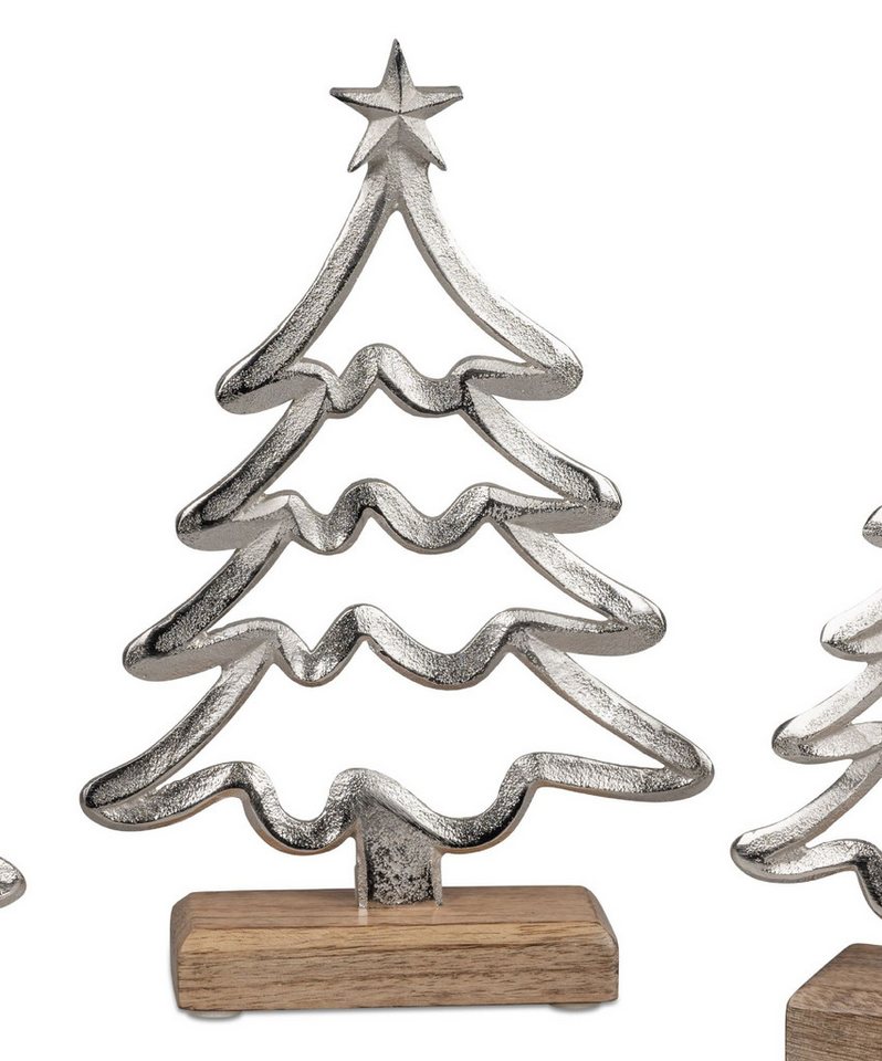 Kunstbaum Alu Mangoholz, formano, Höhe 27 cm, Auf Sockel, Silber, Motiv: Baum von formano