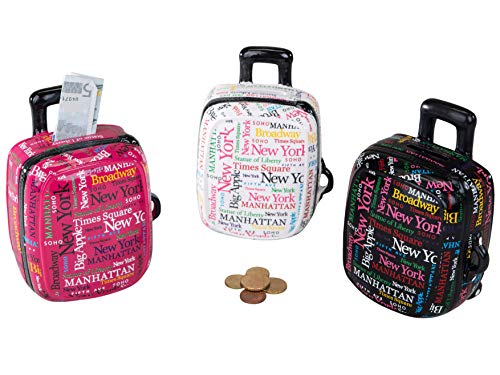 Moderne und coole Koffer Spardose farbig NEW YORK Höhe 15 cm by Formano von formano