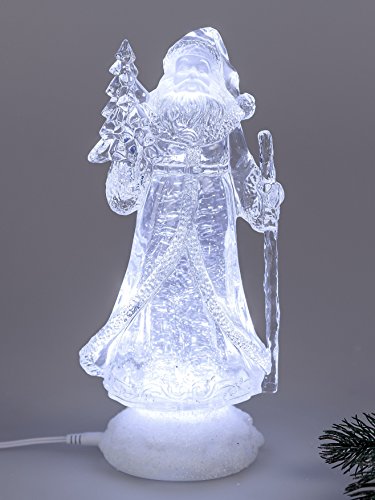 Nikolaus Weihnachtsmann Acryl Figur mit LED Beleuchtung und Wasser gefüllt. Weihnachtsfiguren und Winterdeko von Formano (26 cm) von formano