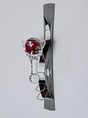 Wandleuchter mit Glaseinsatz, 1-flammig, 42 cm, silber Wandleuchter mit Glaseinsatz, 1-flammig, 42 cm, silber von formano