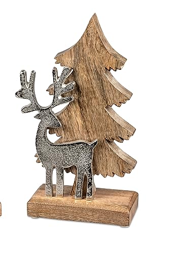 Weihnachtsdeko Geschenke und Dekoration zu Weihnachten Hirsch mit Baum 26cm aus massivem Alu Mango-Holz Weihnachtsdeko Geschenke und Dekoration zu Weihnachten Hirsch mit Baum 26cm aus massivem Alu Mango-Holz von formano