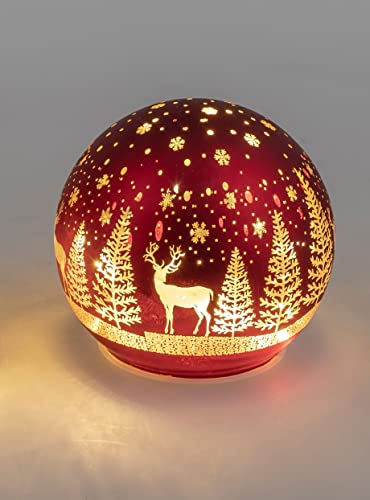 Weihnachtskugel Deko-Kugelformano Dekokugel Hirsch | LED Licht | Kugel Glas matt mit Dekor von formano