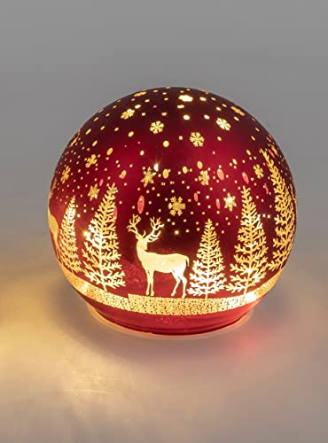 Weihnachtskugel Deko-Kugelformano Dekokugel Hirsch | LED Licht | Kugel Glas matt mit Dekor von formano