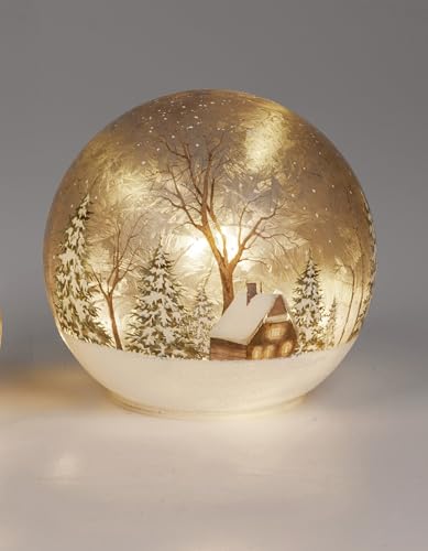 Winterkugel Weihnachtskugel Deko-Kugel Glaskugel Dekolampe mit LED-Licht + Timer 12cm aus Glas in geeister Optik mit aufgedruckter Winterlandschaft verziert, für 3xAA Batterien 1,5V Winterkugel Weihnachtskugel Deko-Kugel Glaskugel Dekolampe mit LED-Licht + Timer 12cm aus Glas in geeister Optik mit aufgedruckter Winterlandschaft verziert, für 3xAA Batterien 1,5V von formano