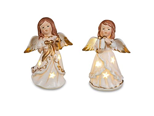 formano 1 von 2 Weihnachtsschmuck Engel Figur aus Porzellan 12cm mit LED Licht sortierter Artikel Lieferumfang 1 Stück von formano