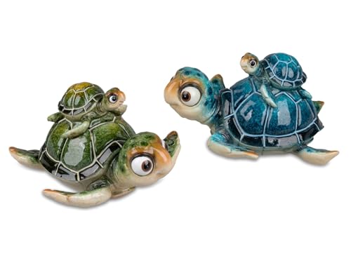 formano 2er Set Dekofigur Schildkröte Harry mit Kind - Polyresin 10 cm von formano