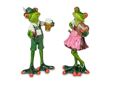 formano 2er Set Froschpaar Oktoberfest - lustige Frösche 17cm - Figur Dekoration Handbemalt Kunststein Skulptur Froschhausen Bayern Trachten von formano