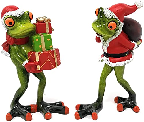 formano 2er Set Dekofiguren Weihnachtsmänner Frösche, Frosch Geschenke H. 15cm von formano