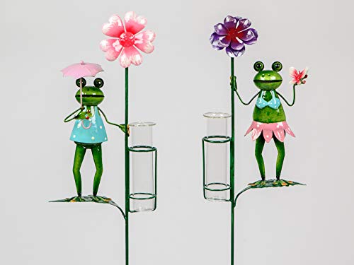 formano 2er Set Gartenstecker Frösche mit Regenmesser H. 105cm Garten von formano