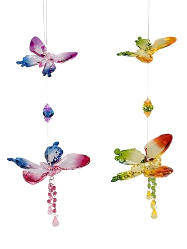 formano 2er Set Girlande Schmetterling 32 cm Fensterdeko Hänger Hängedekoration hängend aus multifarbenem Acryl gefertigt und mit angehängten Perlen verziert von formano