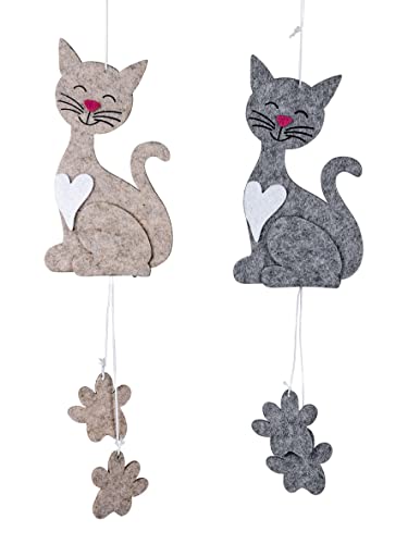 formano 2er Set Hänger Filz Katze | Dekohänger Dekofigur | Fensterdeko Katzen Deko | 37 cm | Filzkatze von formano