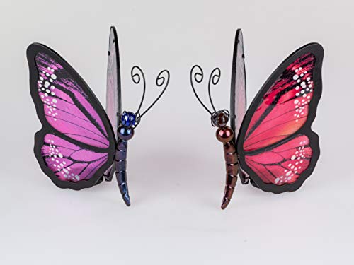 formano 2er Set Teelichthalter Schmetterlinge rot + lila aus Metall mit Glas F20 von formano