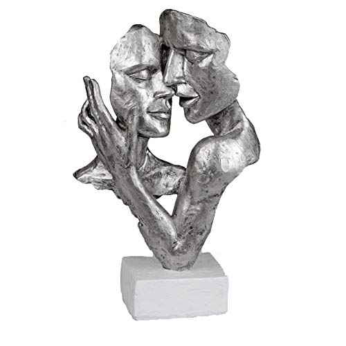 formano Moderne Büste Statue Skulptur Figur Kiss and See, Hear, Say Nothing, Silber, Silber WeiŸ, 32 cm von formano