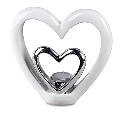 Deko Herz mit Teelichthleuchter zum Stellen 19 cm Herz Teelichthalter Dekoration Liebe von formano