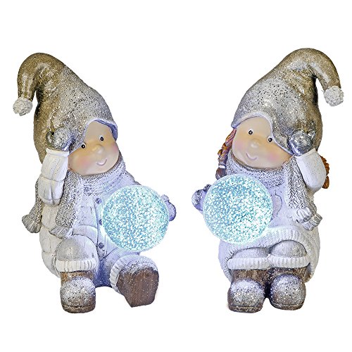 formano Deko Kind mit LED-Kugel inkl. Batterien+Timer, Höhe 20 cm, grau Gold, 1 Stück (Sortiert) von formano