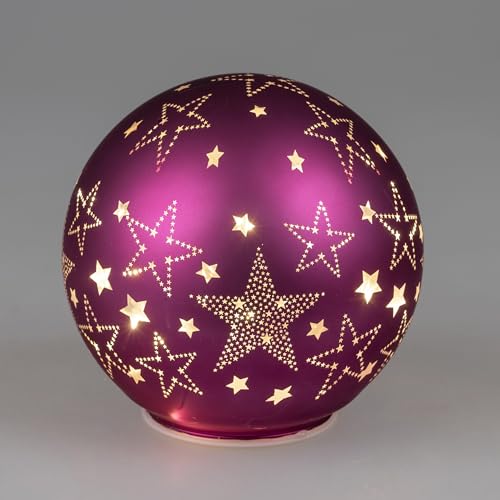 formano Deko-Kugel stehend 10-12 oder 15 cm Plum mit Stern Dekor u. Timer Weihnachten Dekoration Fenster Schmuck (Ø 10 cm) von formano