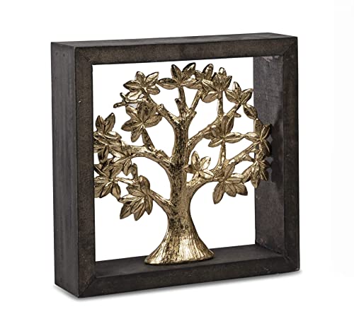 formano Deko-Objekt Baum goldfarben in schwarzem Holzrahmen 20 cm Wandbild von formano