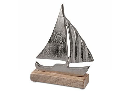 formano Deko Segelboot aus Alu Mango Holz zum Stellen Aufsteller 22 cm Tischdeko Dekoration von formano