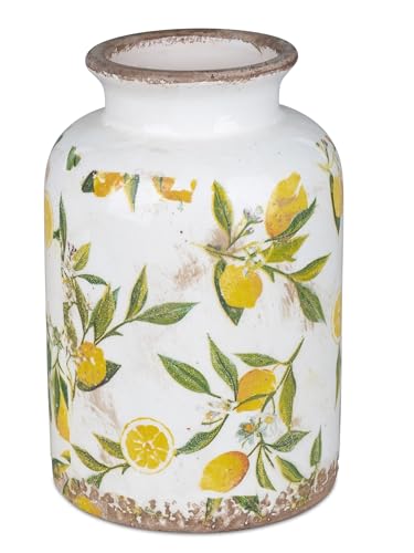 formano Deko Vase Vintage Lemon | Blumenvase mit Zitronen im Old Look | 21x13 cm von formano