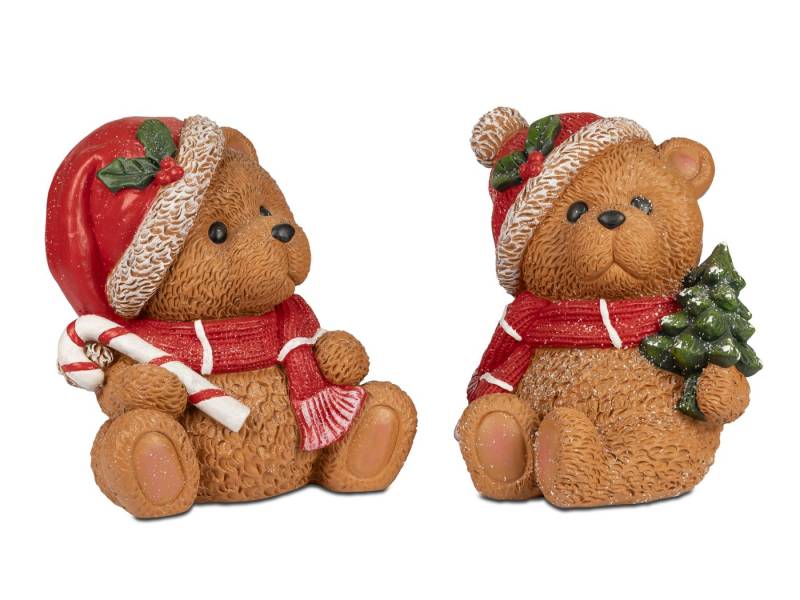 formano Dekofigur 2er Set Teddy Dekofiguren Weihnachten – 26 cm, Kunststein, handbemalt (2er-Set) von formano