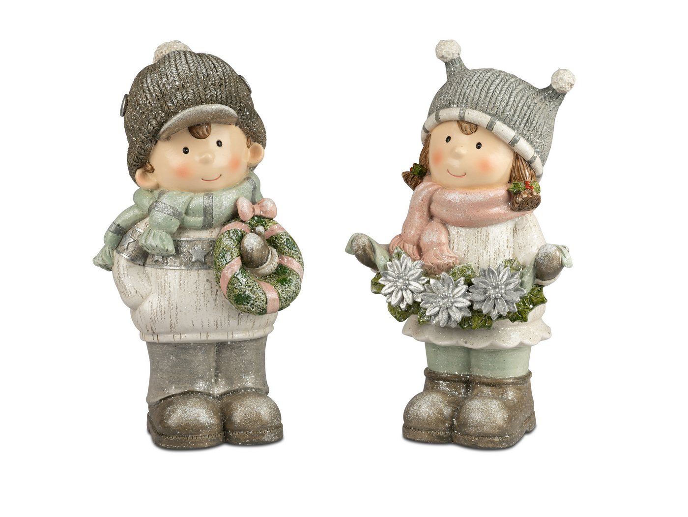 formano Dekofigur 2er Set Winterkinder Figuren – 30 cm, mit Kranz & Tannengirlande formano Dekofigur 2er Set Winterkinder Figuren – 30 cm, mit Kranz & Tannengirlande von formano