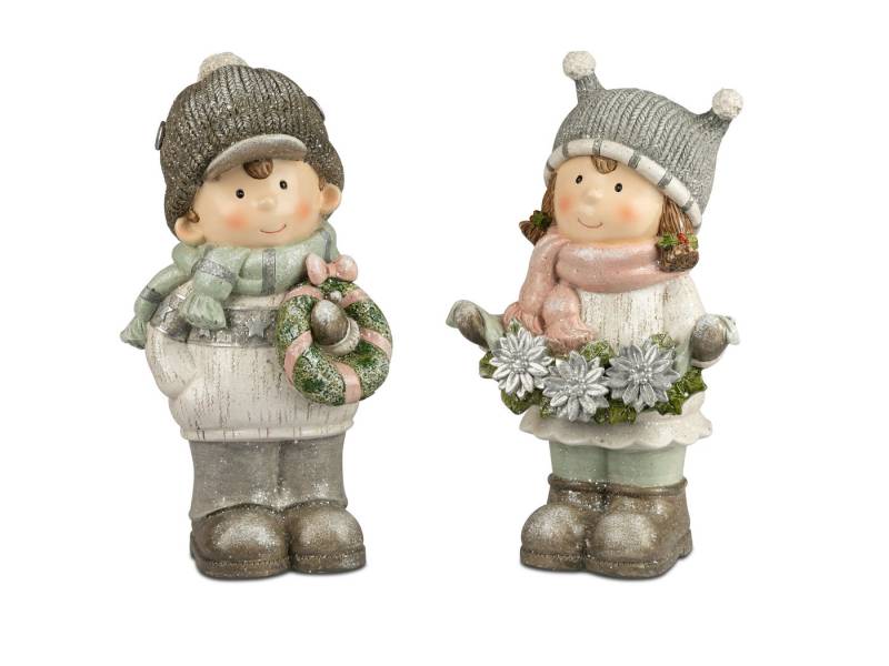 formano Dekofigur 2er Set Winterkinder Figuren – 30 cm, mit Kranz & Tannengirlande formano Dekofigur 2er Set Winterkinder Figuren – 30 cm, mit Kranz & Tannengirlande von formano