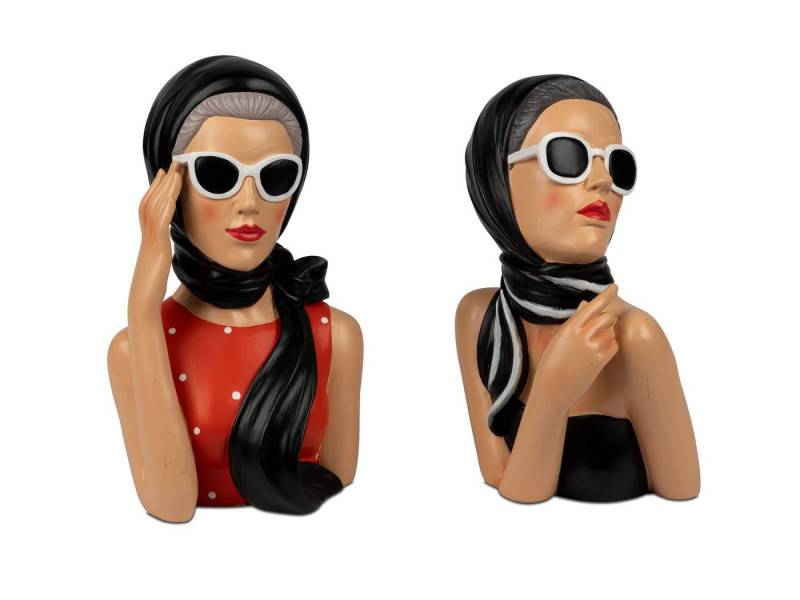 formano Dekofigur 2er Sparset Deko-Büste Dame Vintage Hollywood Stil Handbemalt Figur (Sparset) von formano