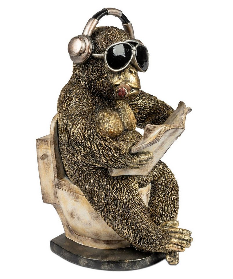 formano Dekofigur Affe auf Toilette 30cm Handbemalt Polyresin Figur mit Kopfhörern formano Dekofigur Affe auf Toilette 30cm Handbemalt Polyresin Figur mit Kopfhörern von formano