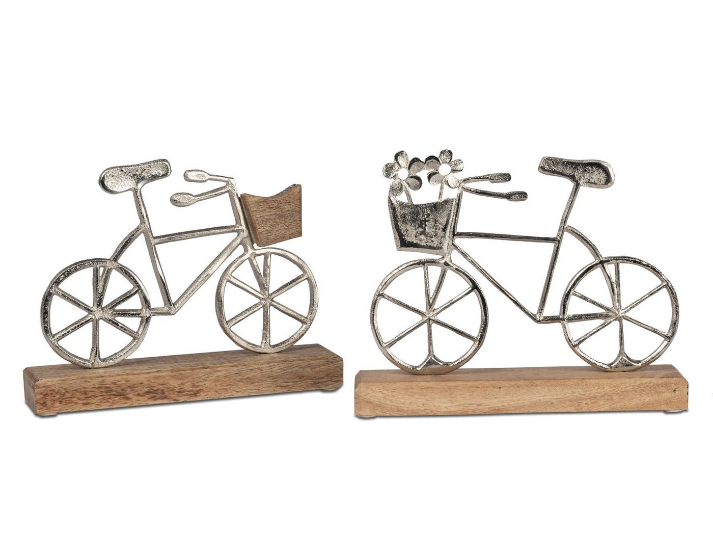 formano Dekofigur Fahrrad Deko 2er Set Fahrrad aus Aluminium und Mangoholz 20x17cm von formano