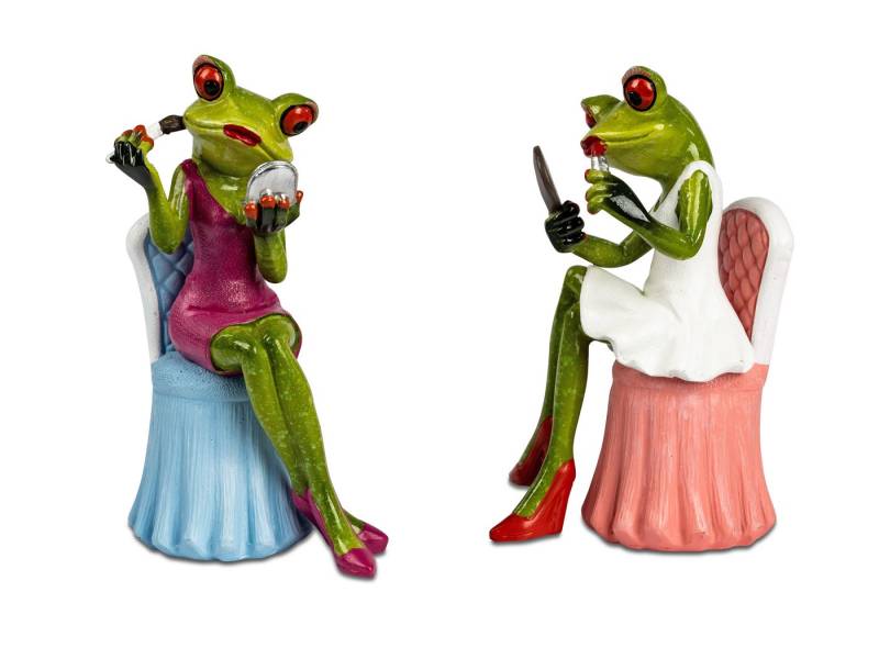 formano Dekofigur Frosch Damen Beauty auf Stuhl aus Froschhausen Kunststein von formano