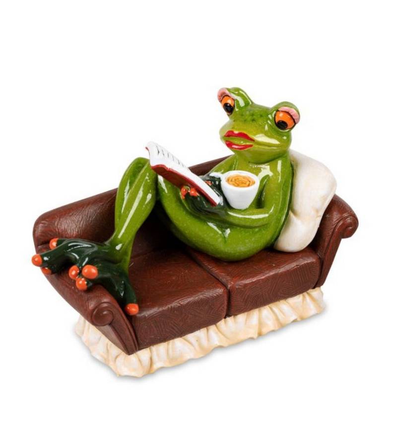formano Dekofigur Frosch Feierabend Froschfrau auf Sofa 16 cm Froschfigur Kunststein (1 St) von formano