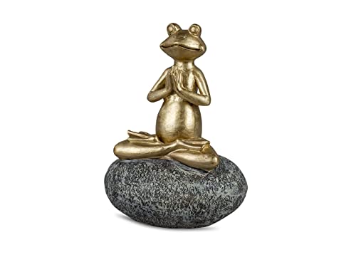 formano Dekofigur Frosch Yoga auf Stein Gold 14x23cm Skulptur Frogs Frösche von formano