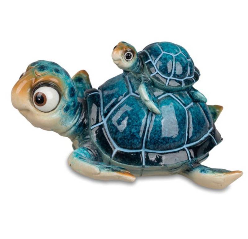 formano Dekofigur Schildkröte Harry + Kind blau 15 cm - Kunststein - glänzend (1 St) von formano