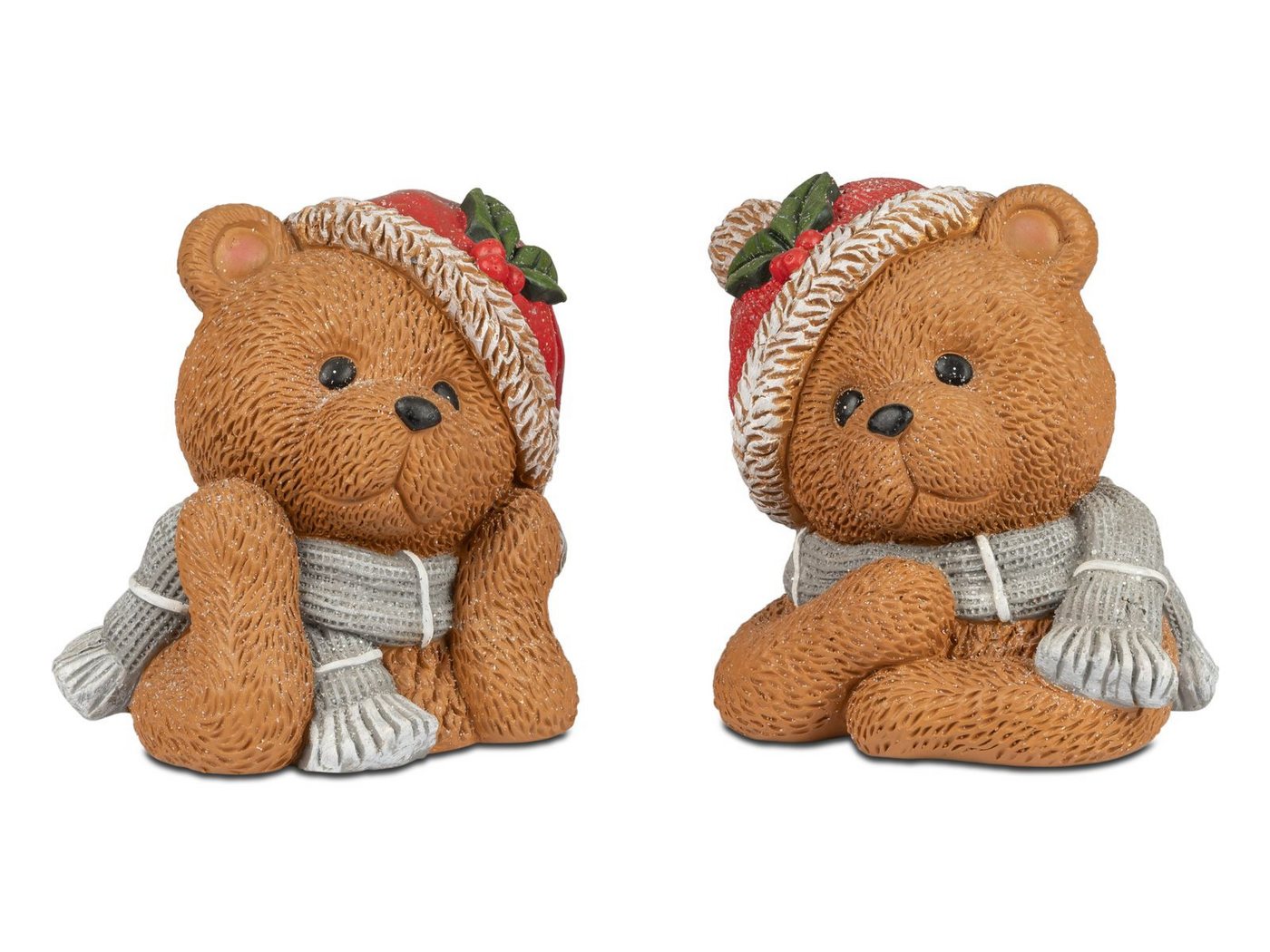 formano Dekofigur Weihnachtsdeko 2er Set Teddy Dekofigur Winter 26cm Handbemalt Teddybär (Sparset) von formano