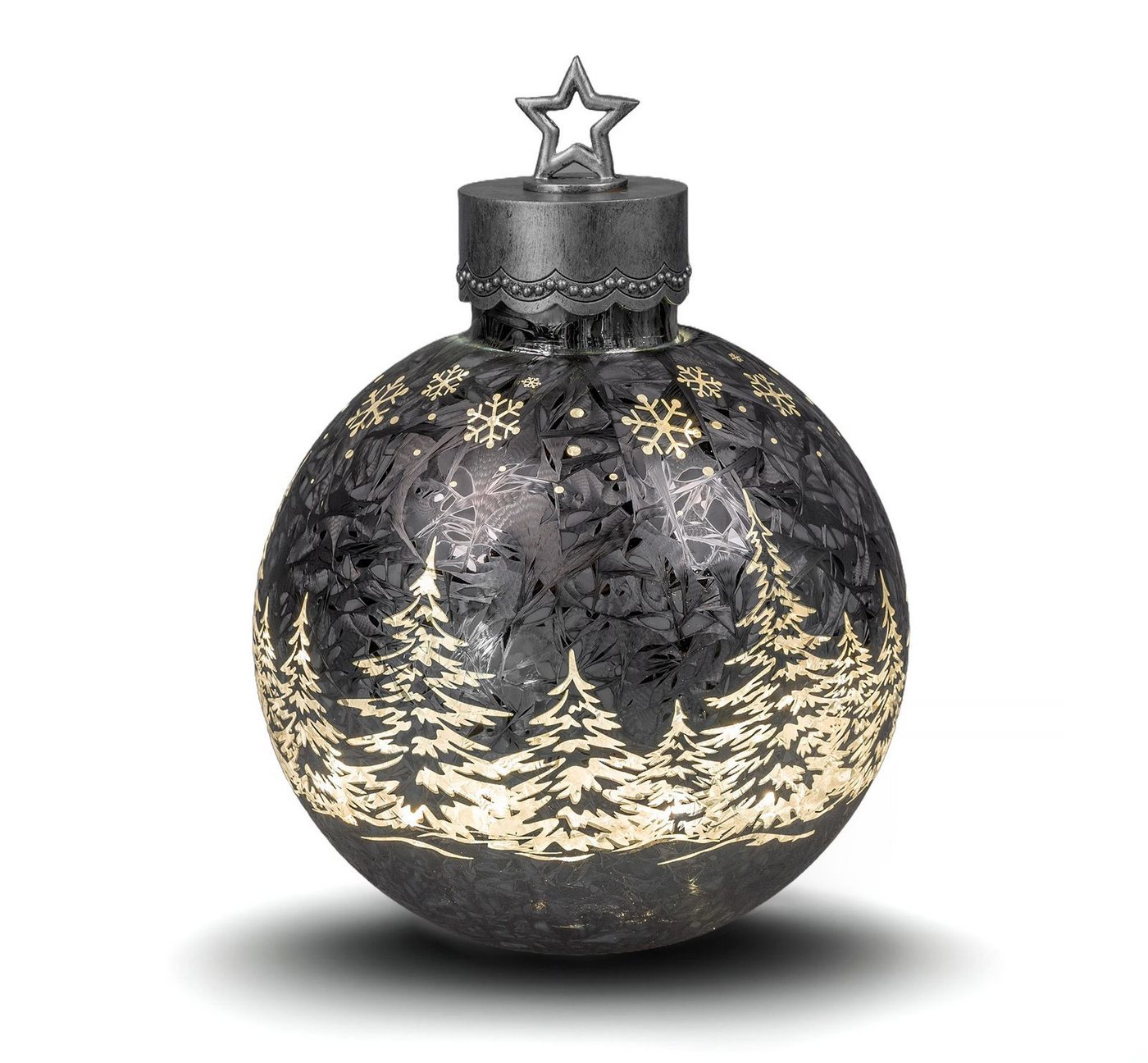 formano Dekofigur Deko-Kugel Frosty grau 30cm mit LED Licht Timer Glaskugel formano Dekofigur Deko-Kugel Frosty grau 30cm mit LED Licht Timer Glaskugel von formano