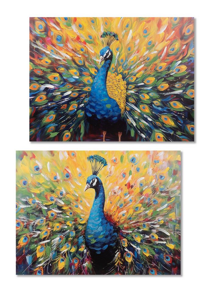formano Dekofigur formano Wandbild Pfau 2er Set 60x80 cm Leinwand Gemälde Wohnzimmer von formano