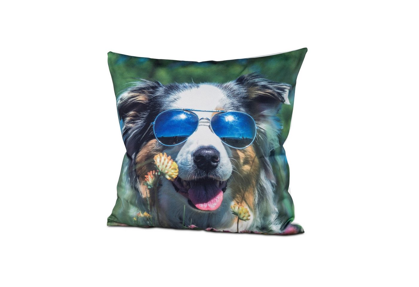 formano Dekokissen Dekokissen 45x45 Hund mit Brille, Kuschelkissen wasserdicht schmutzabweisend von formano