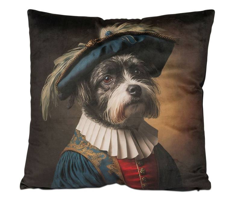 formano Dekokissen Samt-Kissen Hund Adel 45x45cm Dekokissen Sofakissen Terrier Zierkissen von formano
