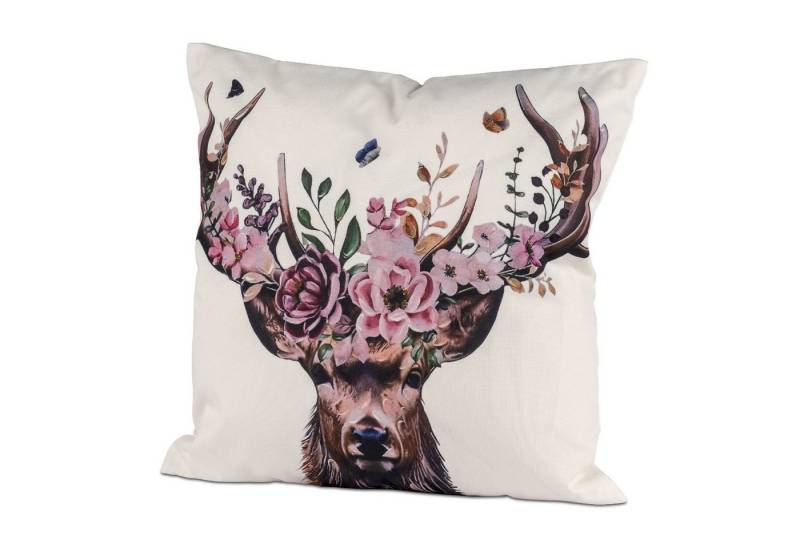 formano Dekokissen Sommerzeit, Farbe: Weiß, Motiv: Hirsch von formano