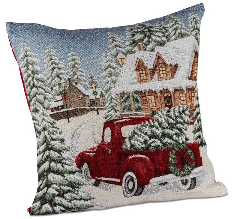 formano Dekokissen Weihnachtskissen 45 cm mit Auto + Baum-Motiv Deko Kissen mit Füllung von formano
